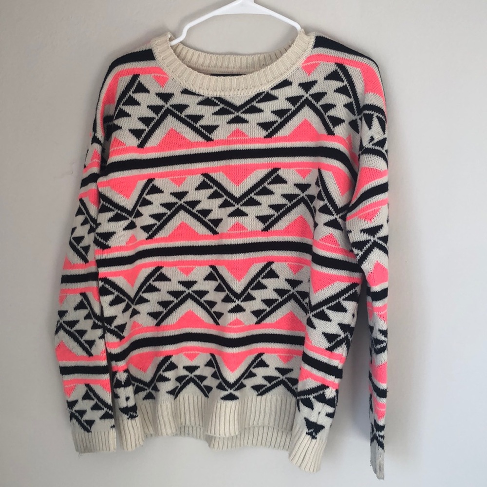 Neon pink and black sweater